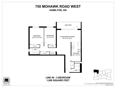 Floor plan for 2 beds, 1 bath, 1013 sqft